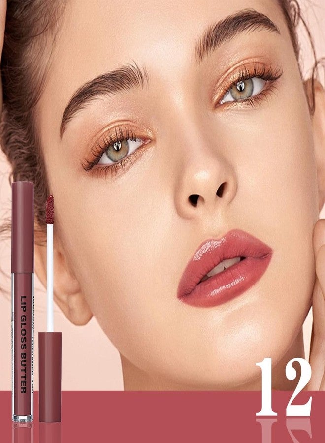 HHLTOH Berry Mauve Honey Butter Lip Stain Tinted Lip Gloss,Shine Moisturizing Plumper Liquid Lipstick for Women,Natural Nourishing Hydrating Lip Balm for Dry Lips,Lightweight Lip Liner Care Makeup #12 - Image 2